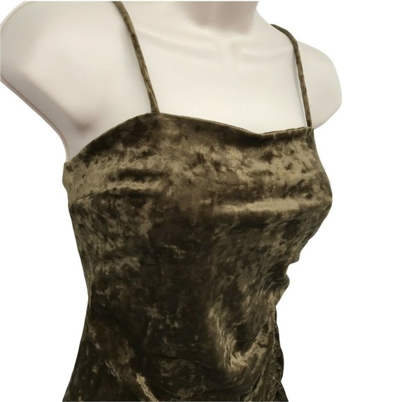 Wild Fable Womens Sleeveless Velvet Ruched Olive Green Bodycon Dress Choose Size - Picture 4 of 11